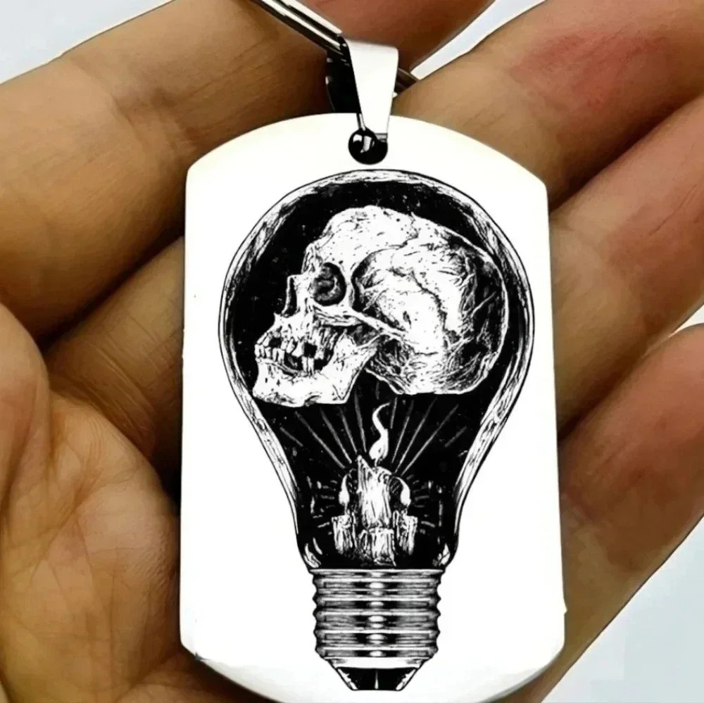 Skull Candle light bulb hot art keychain